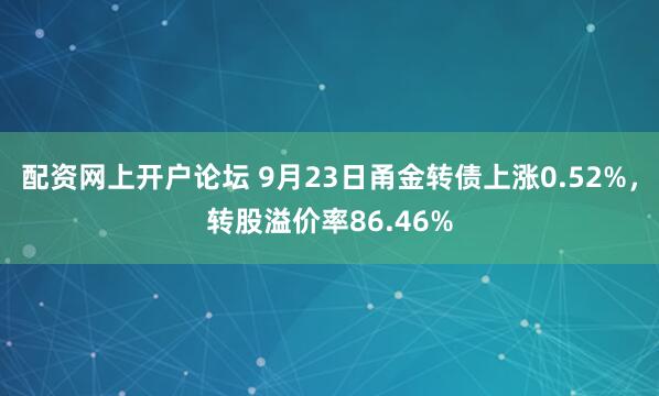 配资网上开户论坛 9月23日甬金转债上涨0.52%，转股溢价率86.46%